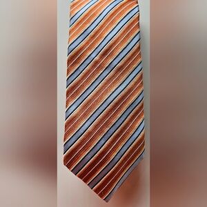 Vintage JZ Richards Boulder Silk Tie Orange Blue Striped Handmade USA